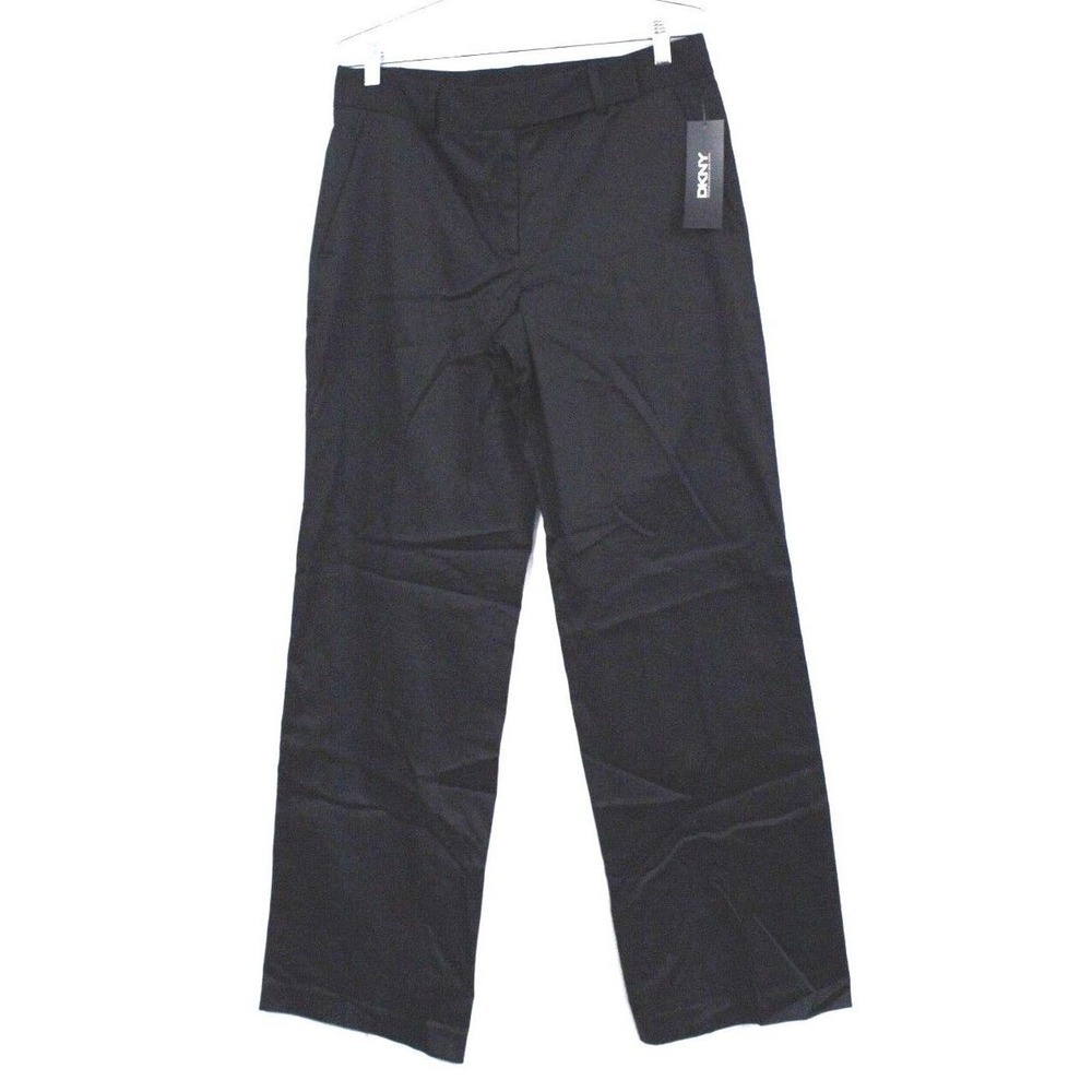 DKNY Black Womens Dress Pants Flat Front Straight Leg Size 8 NWT $225 32/34 - Picture 1 of 4